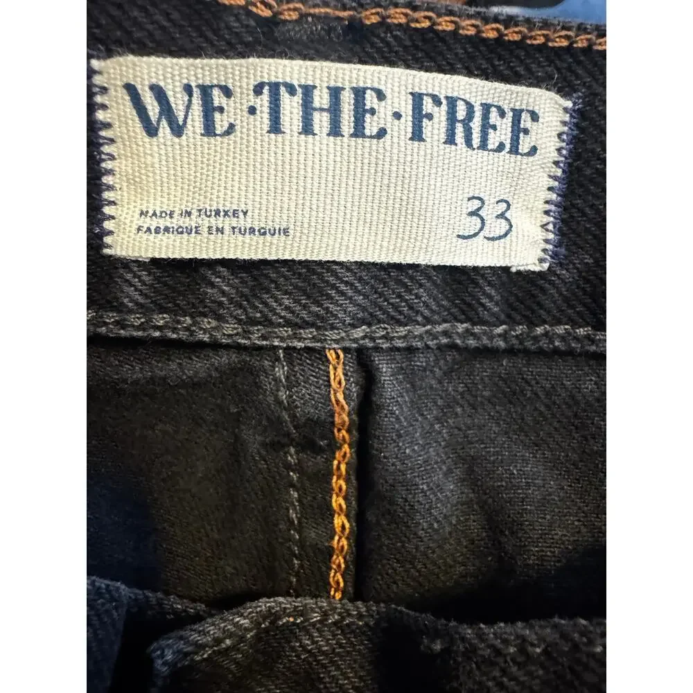 We The Free Ghost Town High Rise Long Shorts Black Raw Hem Size 33 NWT